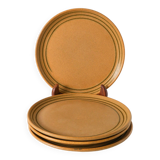 Set of 4 stoneware dessert plates with Sarreguemines edging, Made in France, 1970