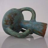 German studio ceramic handle vase by Lu & Gerd Grove, Lübeck, 1960s