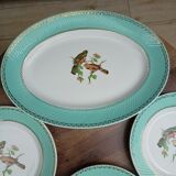 Lot 1 large oval dish and 3 bird plates Green background