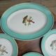 Lot 1 large oval dish and 3 bird plates Green background