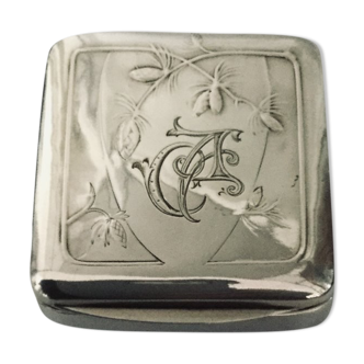 Art nouveau pill box in silver and vermeil