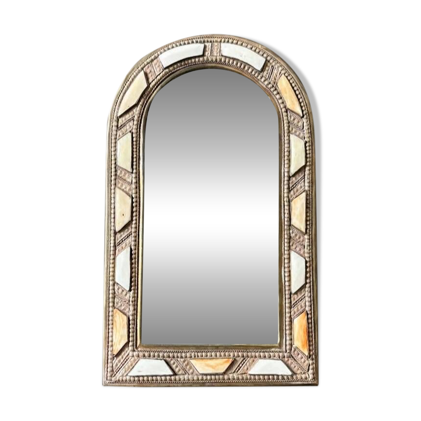 Moroccan Artisan Mirror in Brass and Bone - Moorish Style