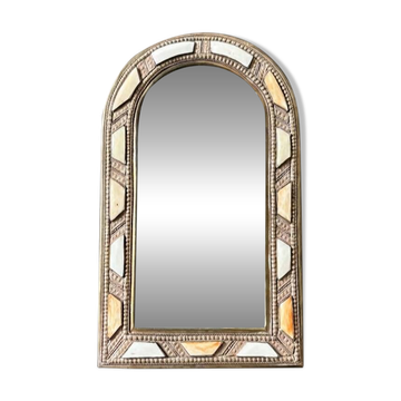 Moroccan Artisan Mirror in Brass and Bone - Moorish Style