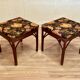 BANC OU DUO DE TABOURETS ROTIN 1950.