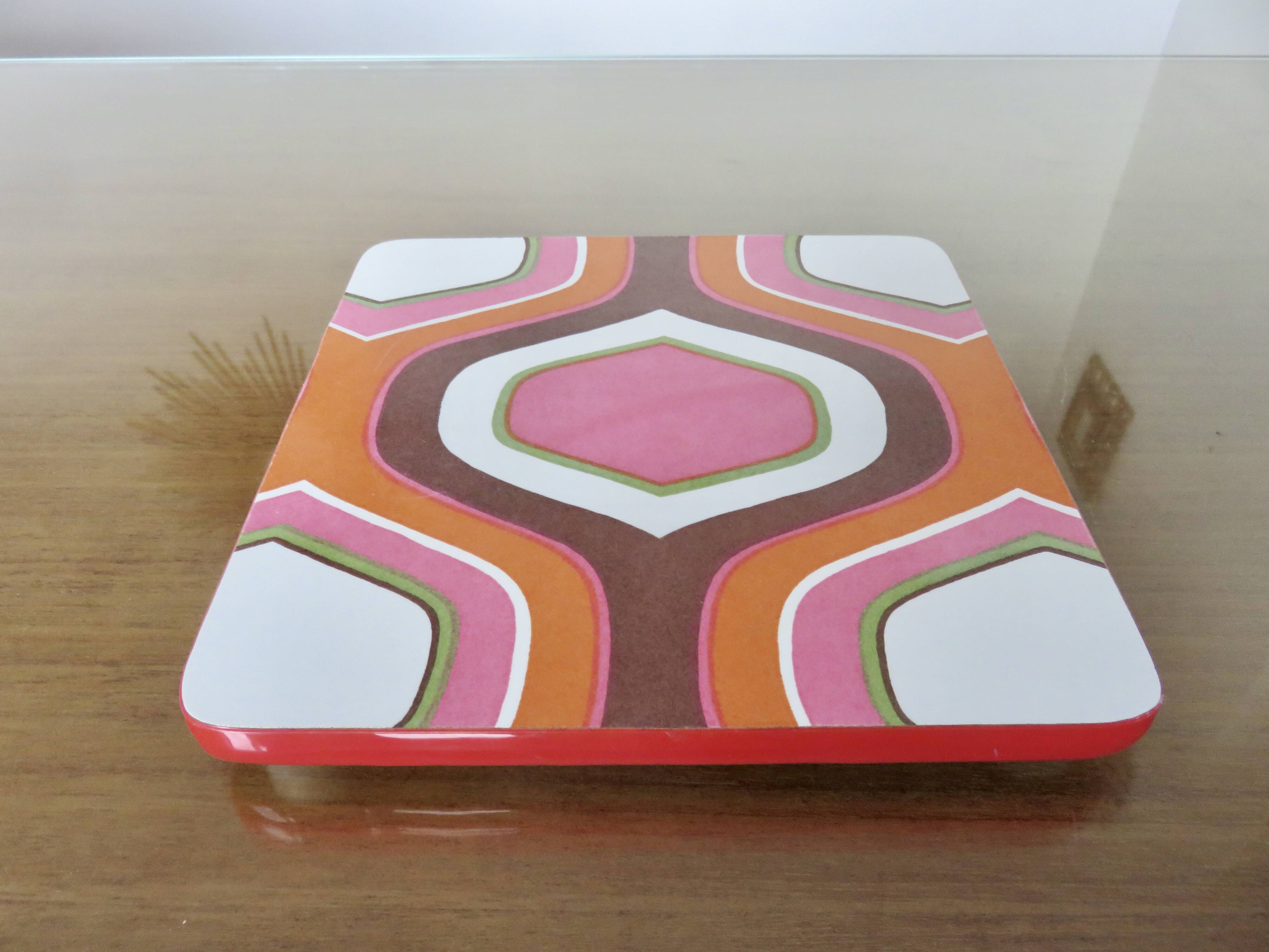 Formica trivet with psychedelic pattern 1970