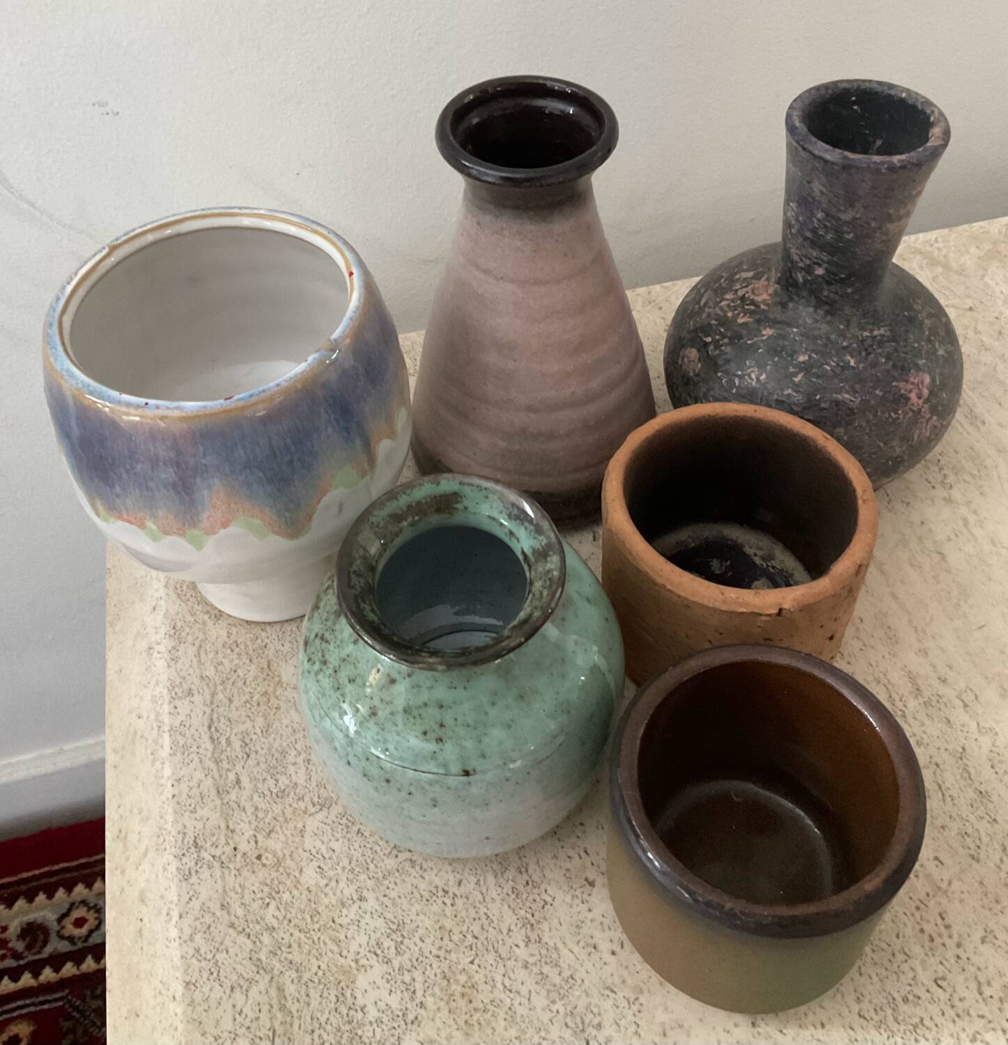 Series of 6 vintage miniature vases