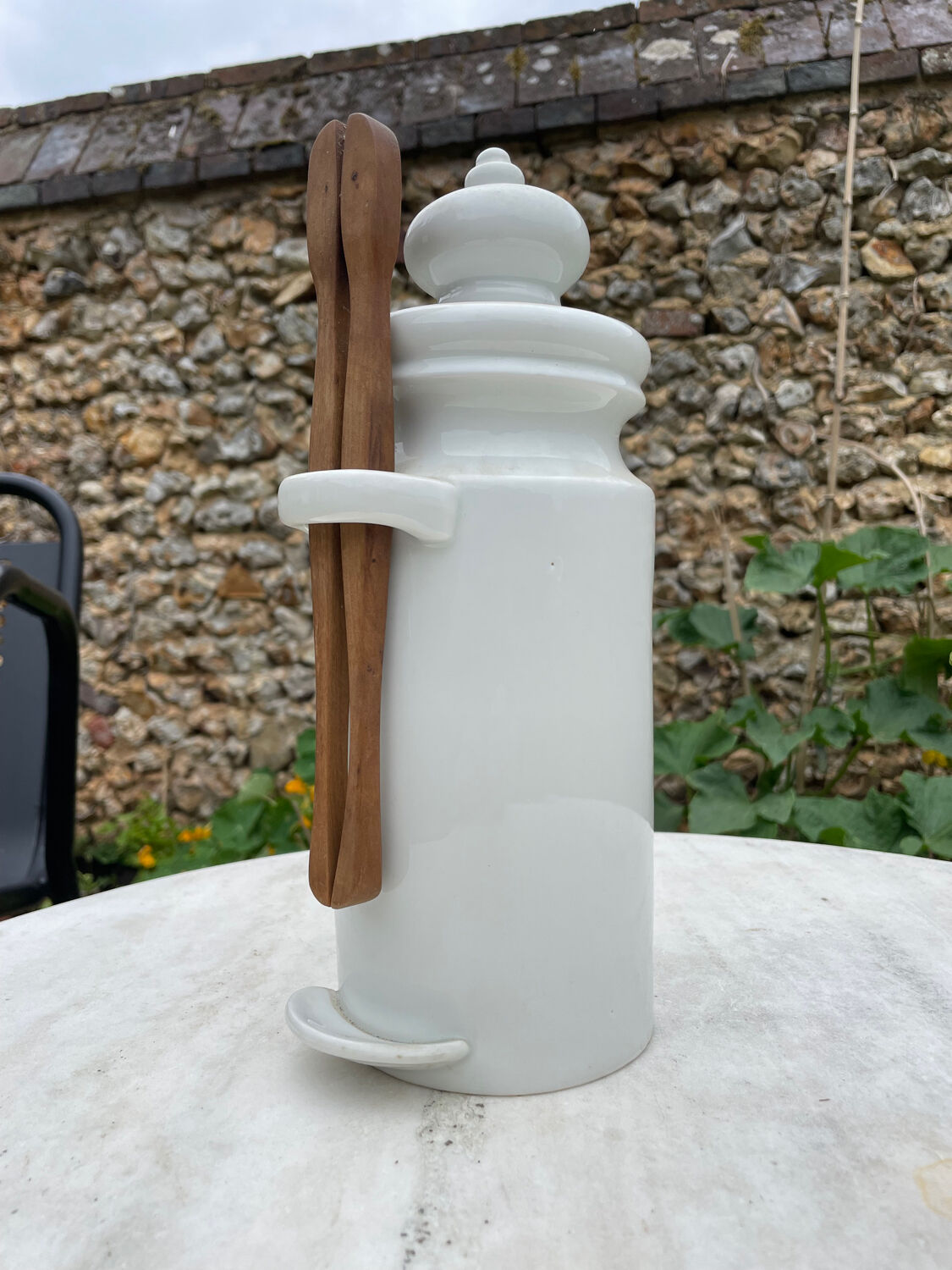 Pot à cornichons vintage porcelaine blanche