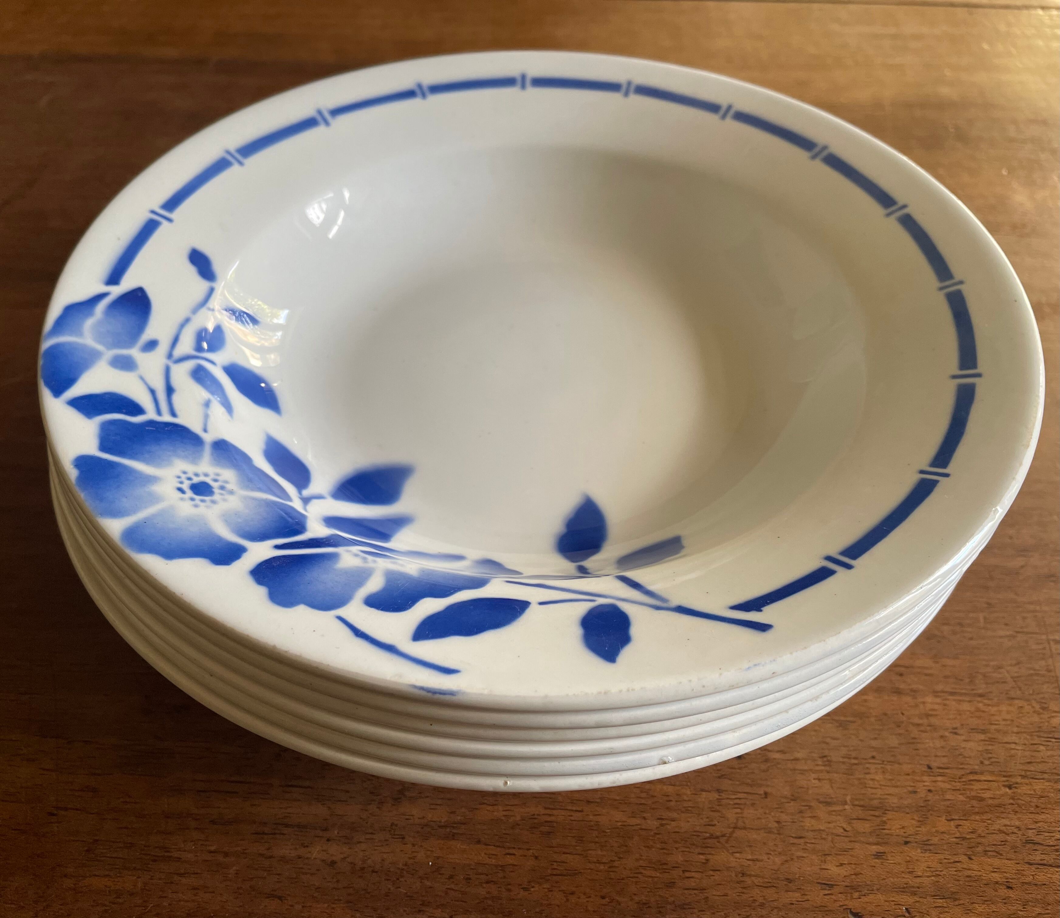 Hollow plates ceranord saint amand blue flower