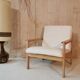 Fauteuil velours ivoire