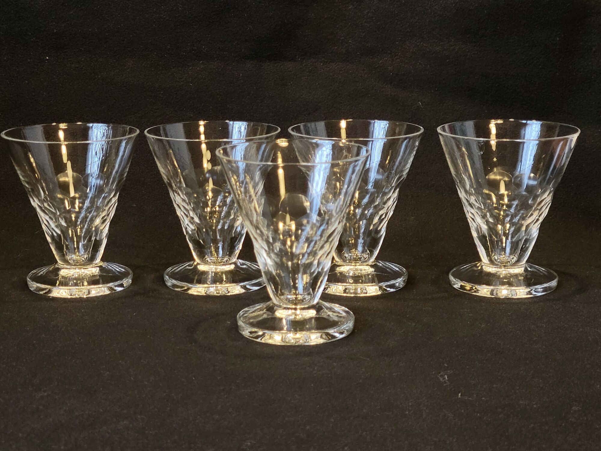 5 old glasses 1930 Verrerie Doyen Belgium model Lido faceted