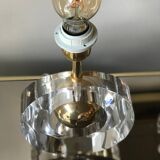 Base de lampe en Lucite et laiton, design espagnol par Paco Dominguez