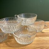 6 tasses à café en verre ciselé vintage en très bon état