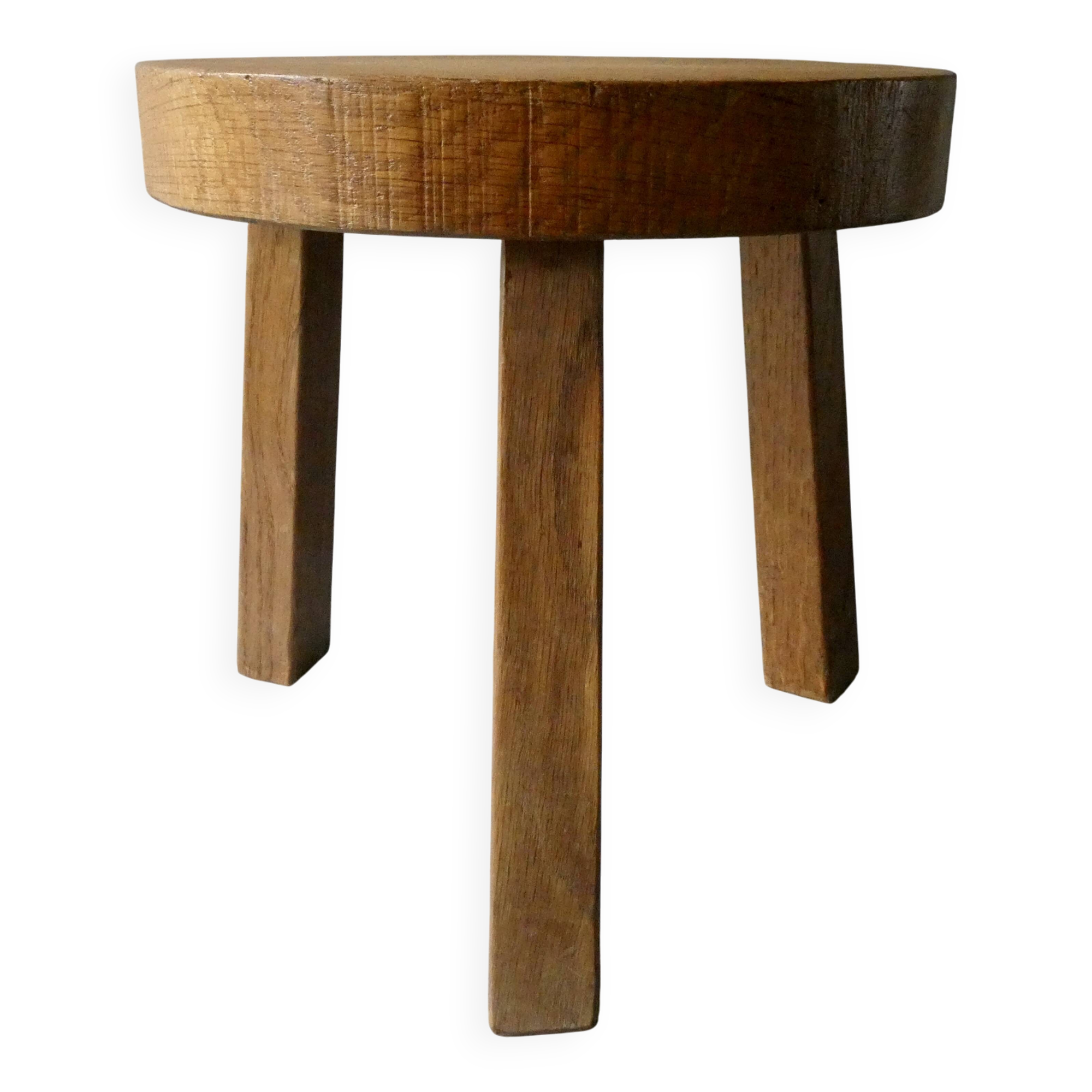 Solid oak tripod stool, circa 1970