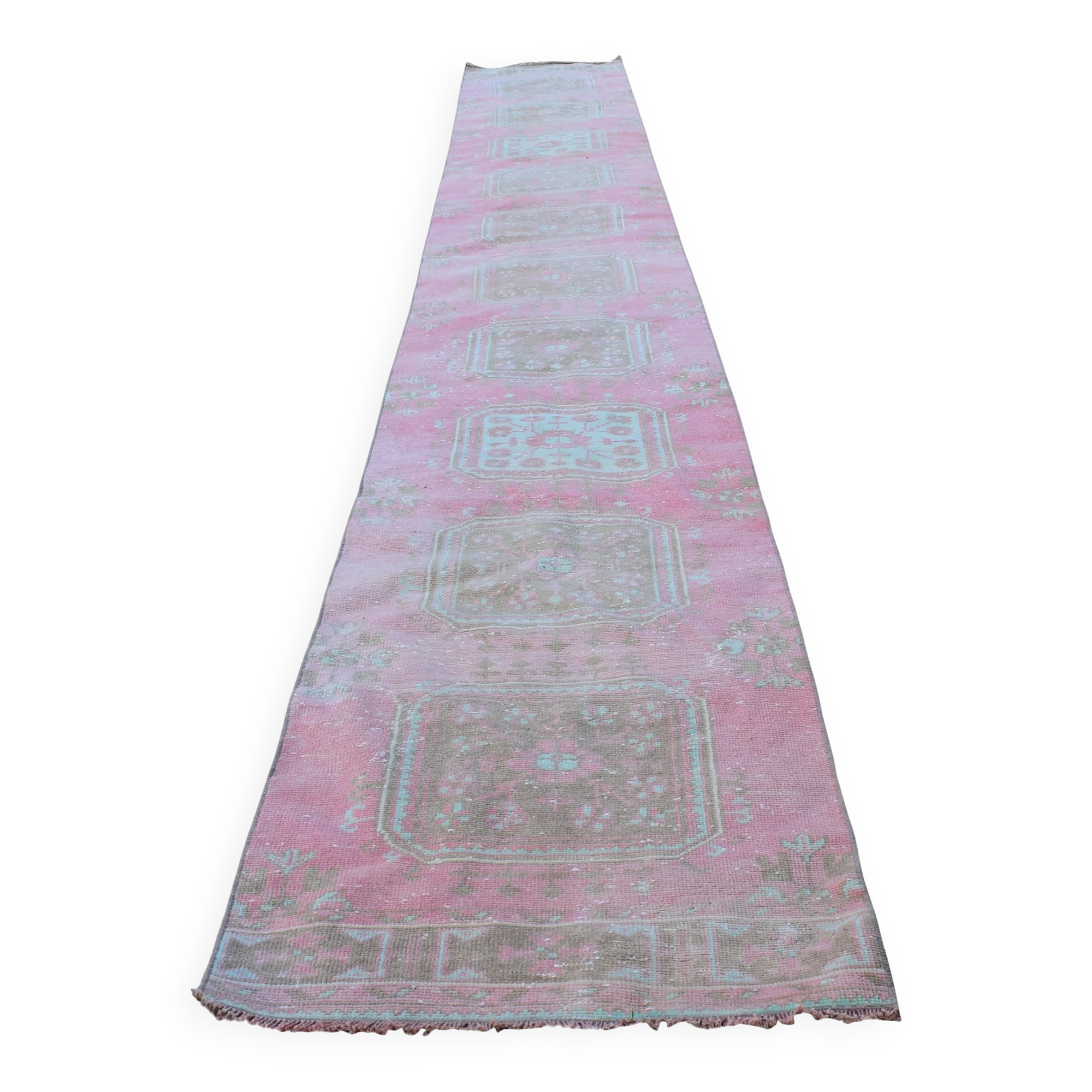 Vintage Turkish hallway rug 88x680 cm