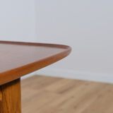 Table basse danoise en teck et rotin du milieu du siècle, années 1960