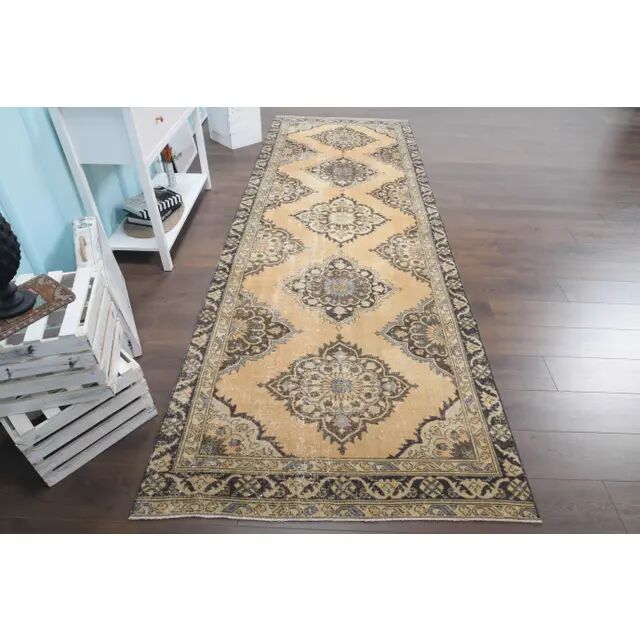 Vintage Turkish hand-knotted runner 128x382