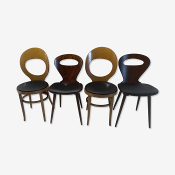 Suite de 4 chaises bistrot Baumann modèle Fourmi et Mouette vintage