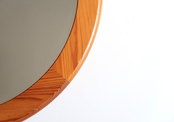 Miroir rond en pin, années 70