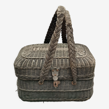 Wicker fishing basket