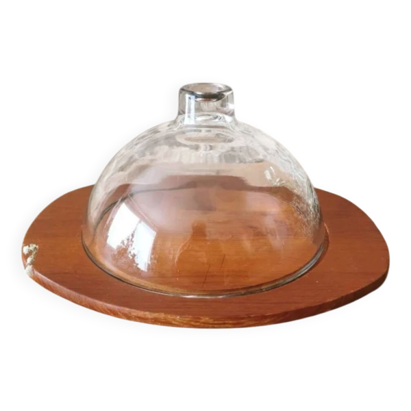 Cloche à Fromage Vintage, plateau en bois 1960 — Beyit