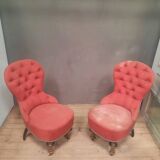 Pair of upholstered toad chairs