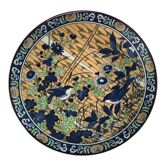 Serving dish in earthenware bird décor