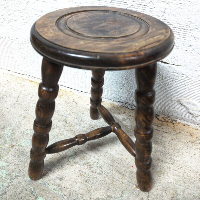 Tripod wooden stool turned