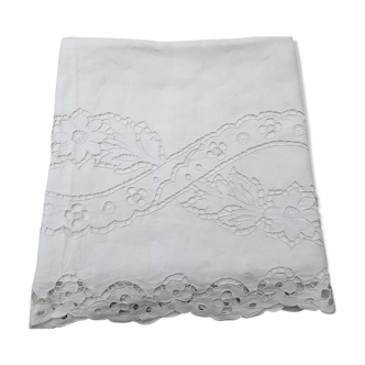 Drap en toile de fil broderie Richelieu 2m40 x 3m70