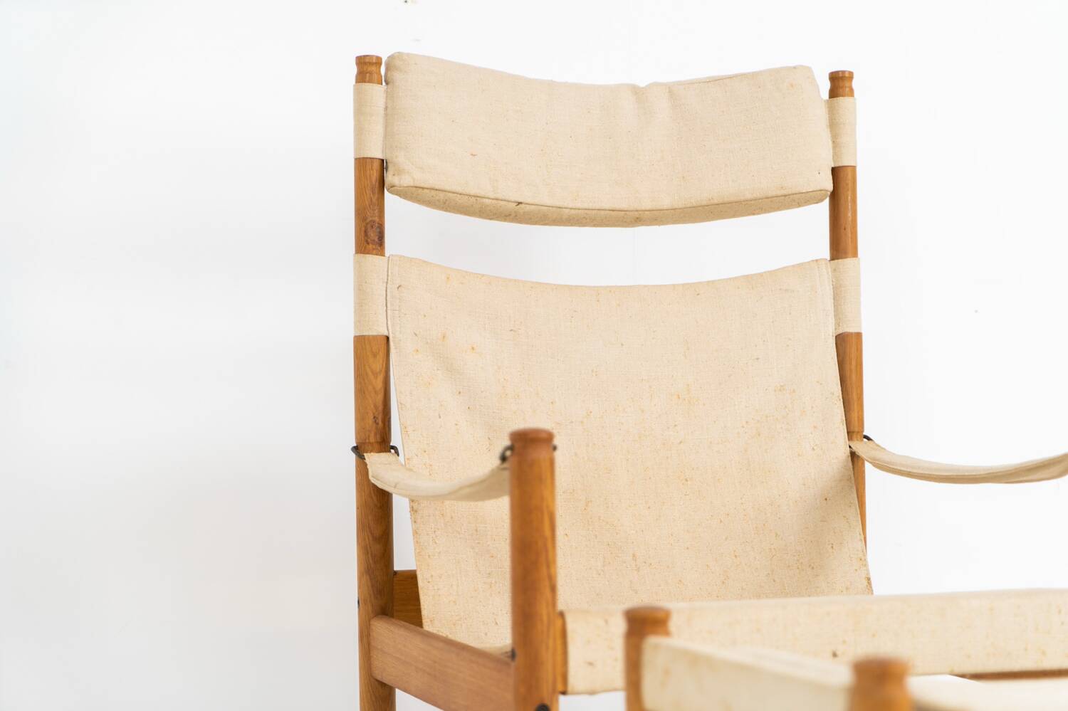 Chaise safari et ottoman en chêne par Niels Eilersen pour Erik Wørts