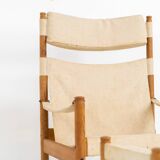 Oak safari chair & ottoman by Niels Eilersen for Erik Wørts