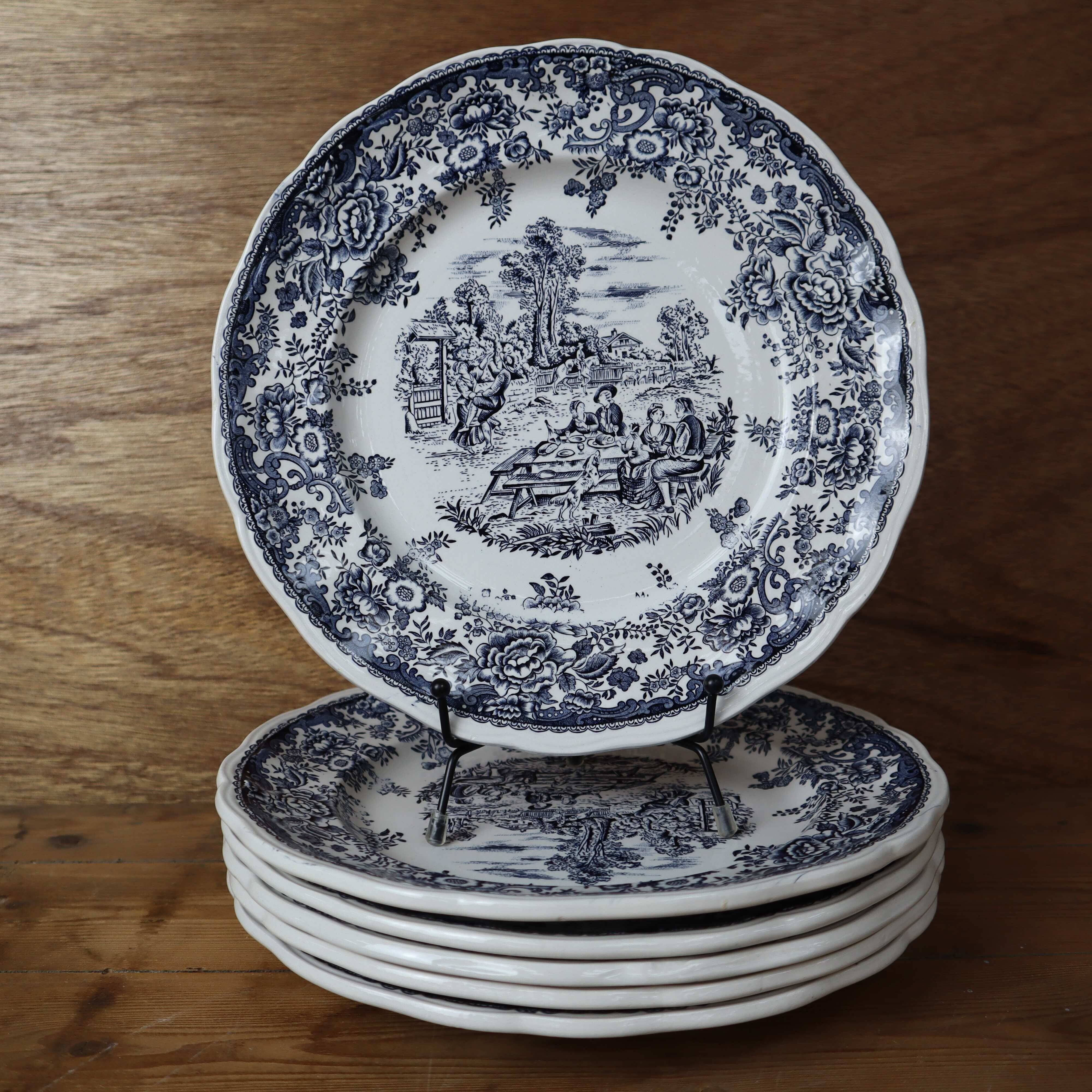 6 Flat plates stamped Lunéville KG Tradition special grand feu