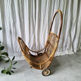 Vintage rattan log holder