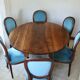 6 walnut and velvet medallion chairs, Louis XVI style
