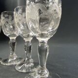 Suite de 6 verres à liqueur ou à porto en verre XIXe gravé à l'aiguille