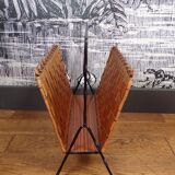 Rattan and metal magazine holder