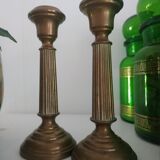 Paire de bougeoirs anciens en laiton 1870