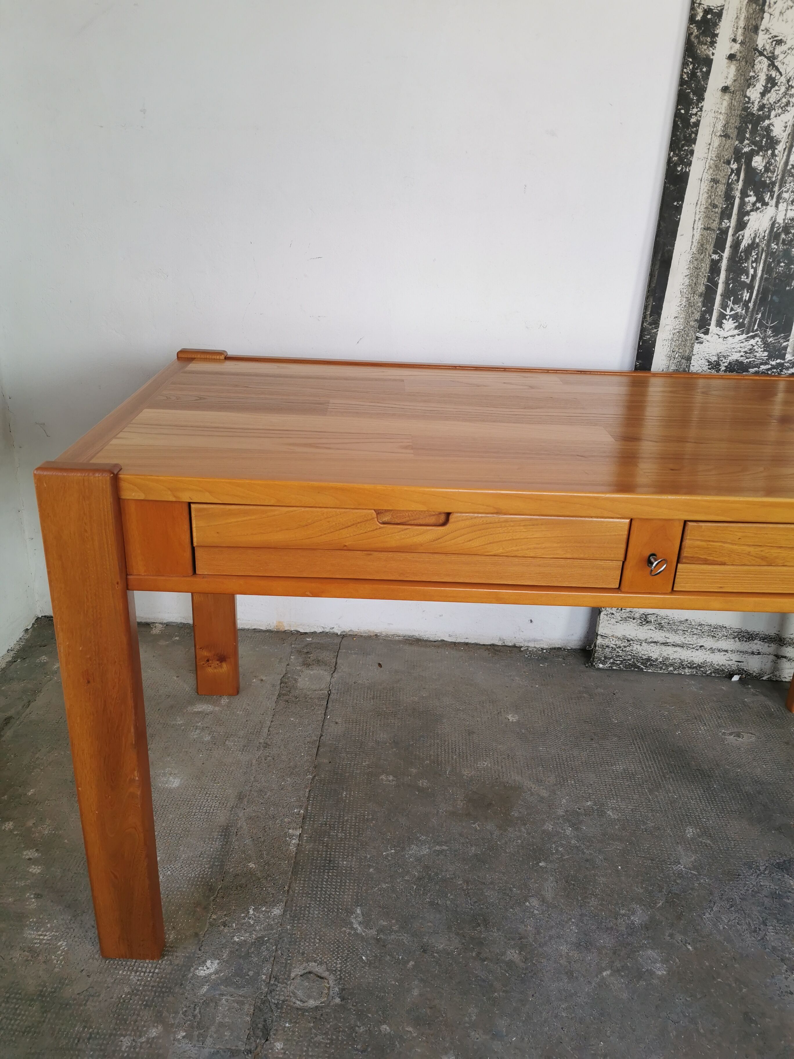 Bureau vintage 1970/1980 en bois blond, simat