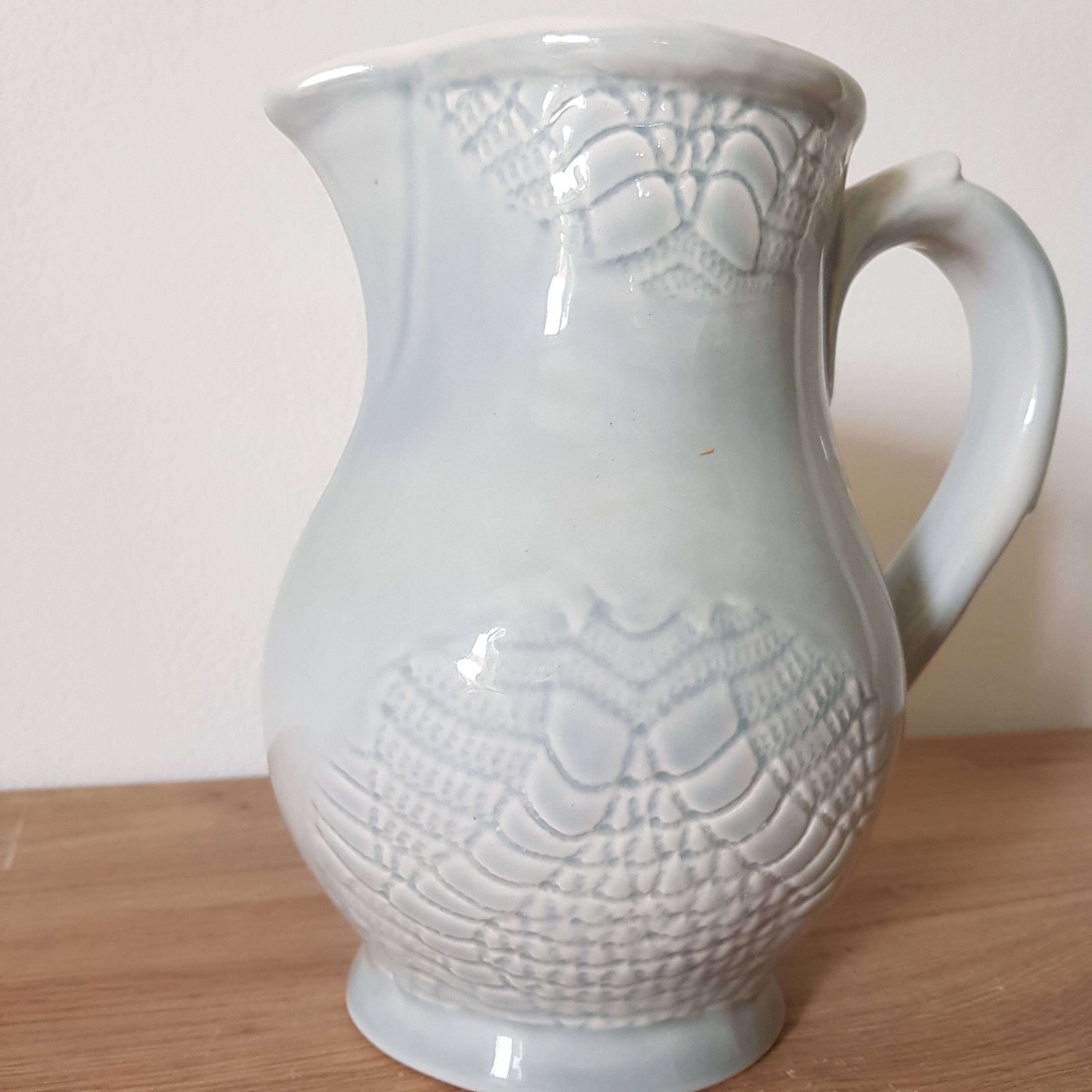 Pastel blue ceramic pitcher