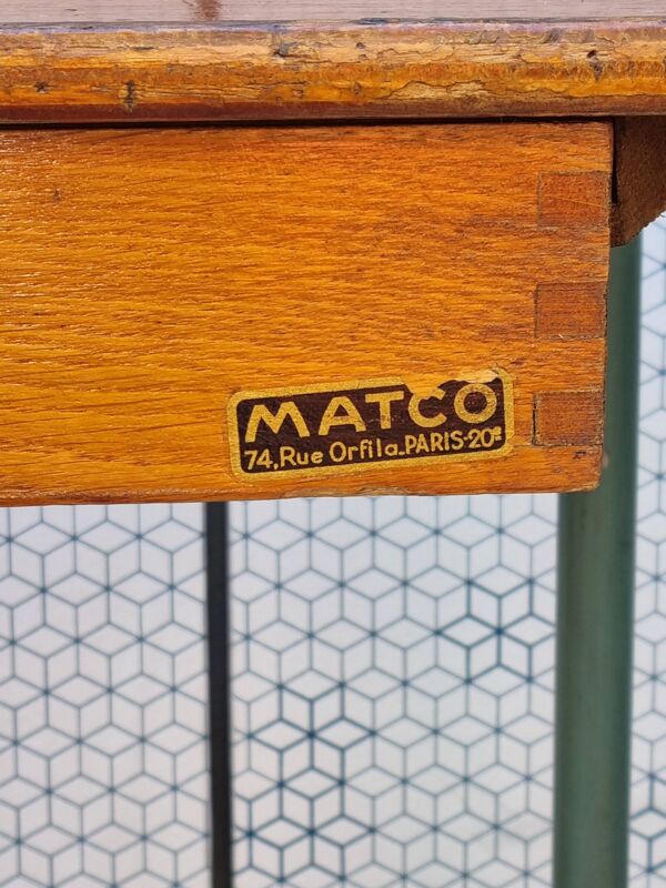 Bureau d’écolier ancien MATCO en bois et métal
