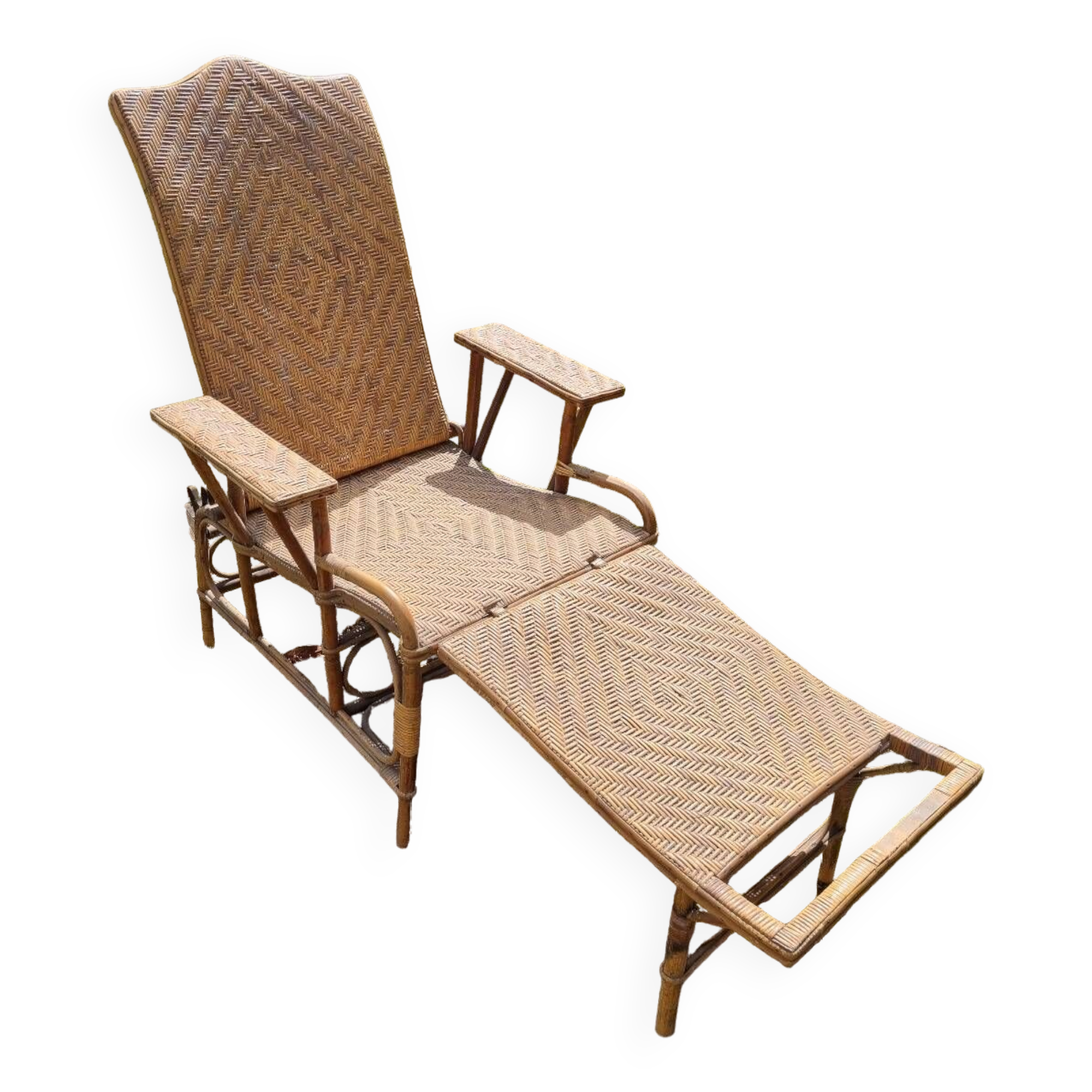 Old vintage rattan lounge chair