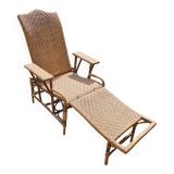 Old vintage rattan lounge chair