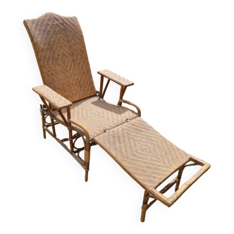 Old vintage rattan lounge chair