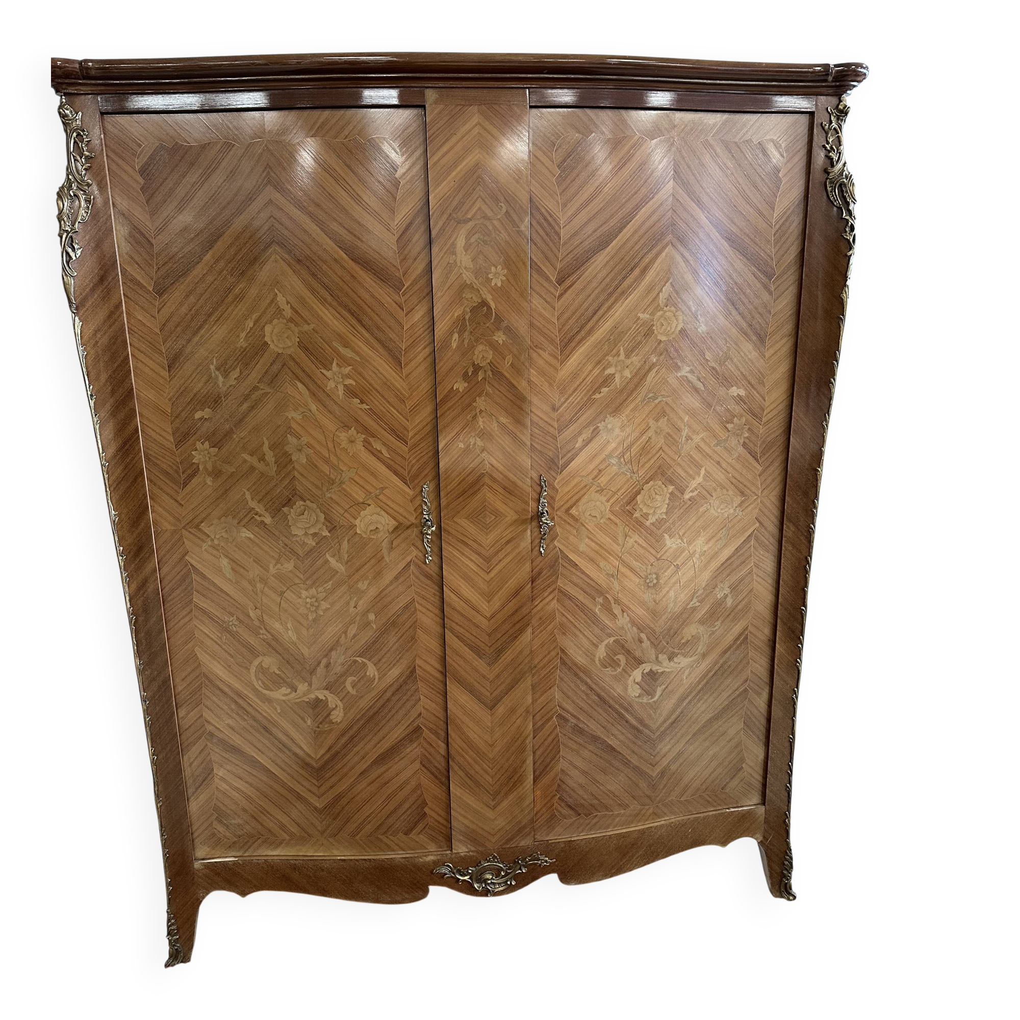 Louis XV style two-door wardrobe in rosewood.