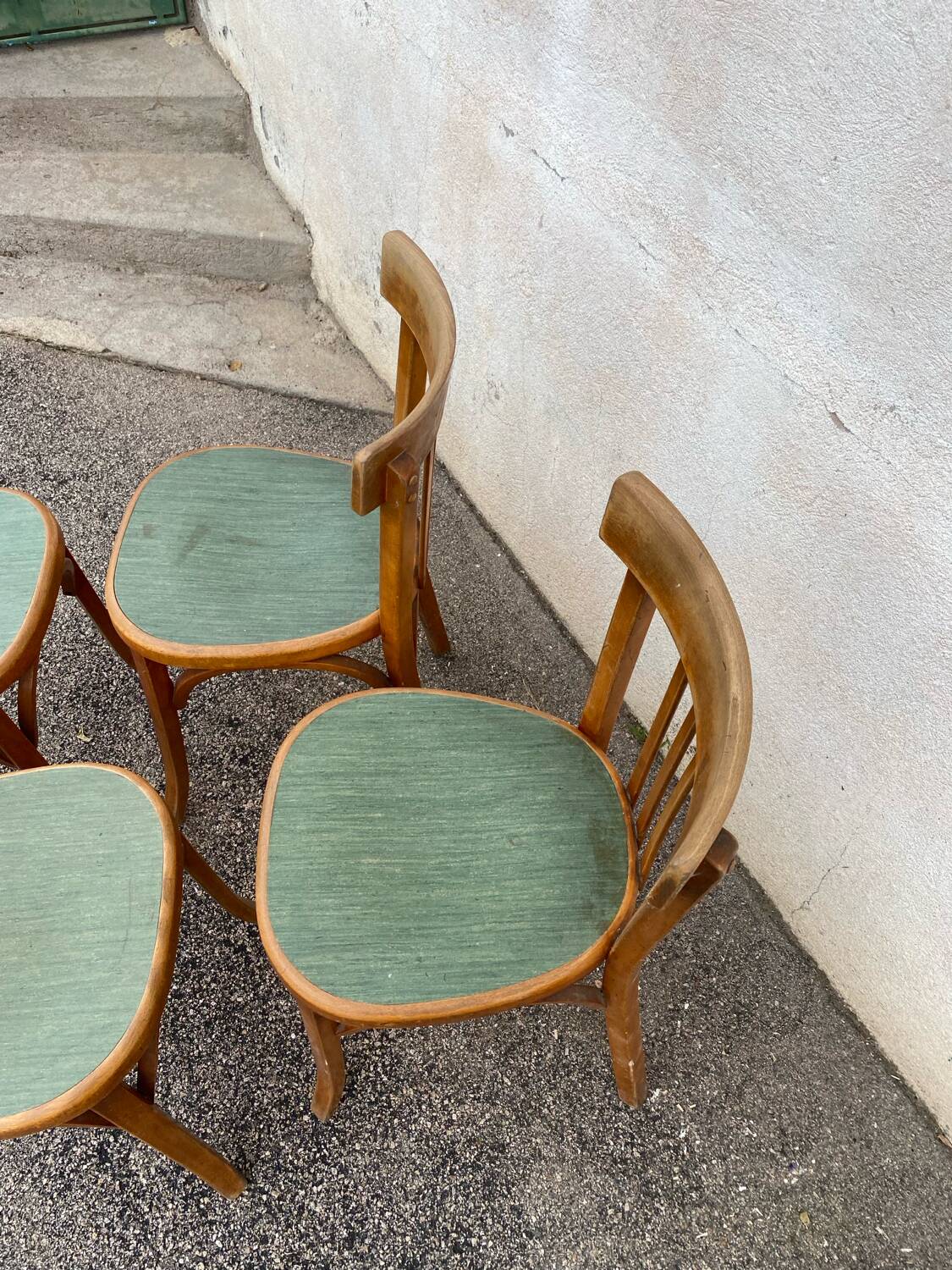 Série de 4 chaises bistrot vertes