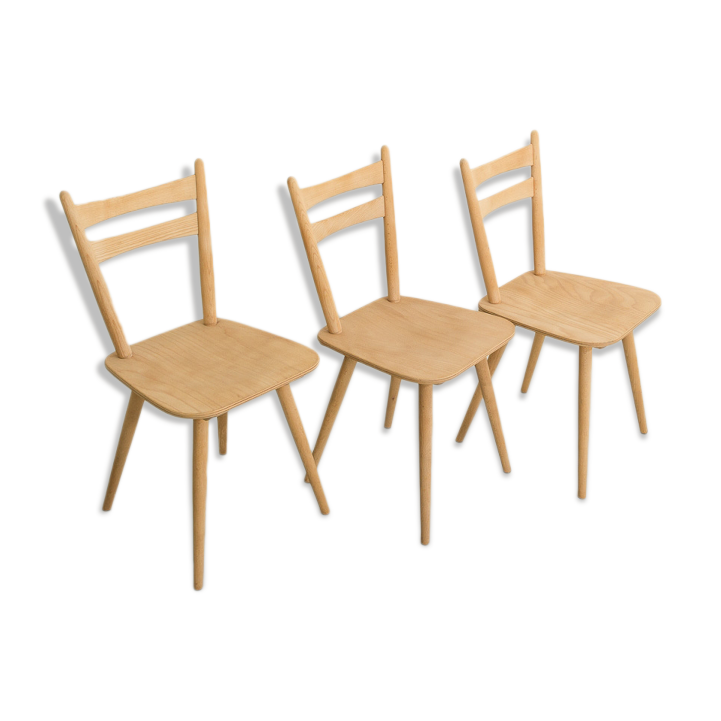 Set of 3 bistro chairs, entirely sandblasted