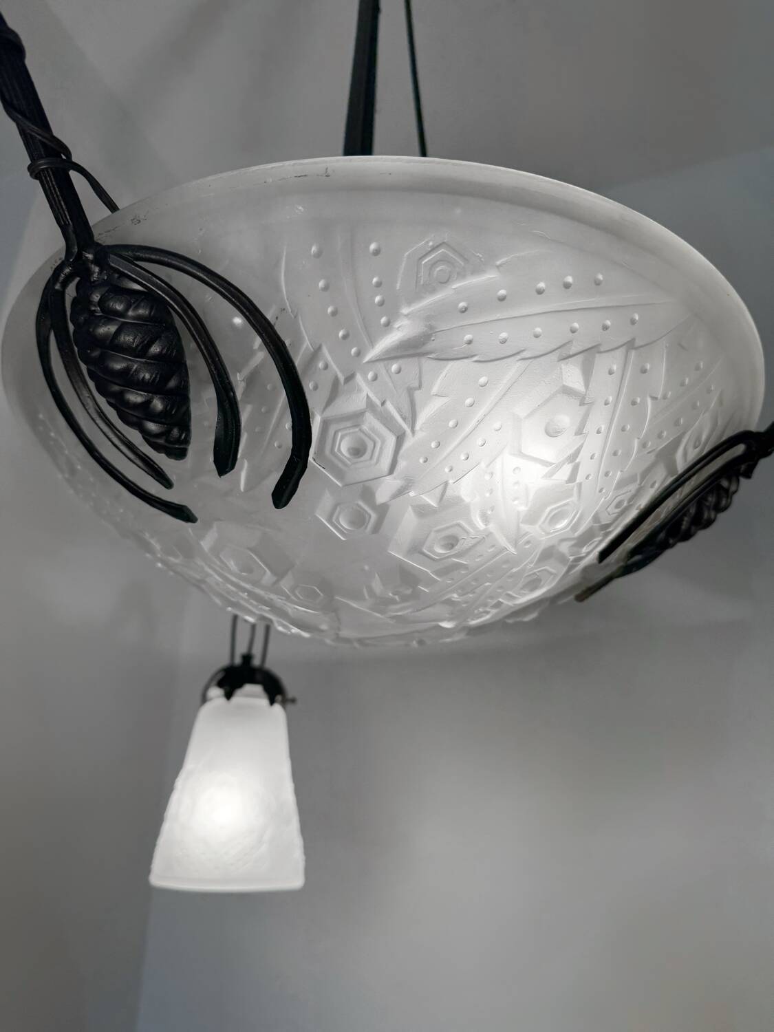 Muller Art Deco glass chandelier