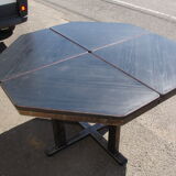 Table around 1980 steel and laminate black ash