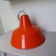 Vintage orange and white enamelled sheet metal industrial pendant light 231135