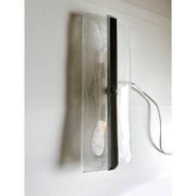 Contemporary Rectangular Venied-White "Alabastro" Murano Glass Chromed Wall