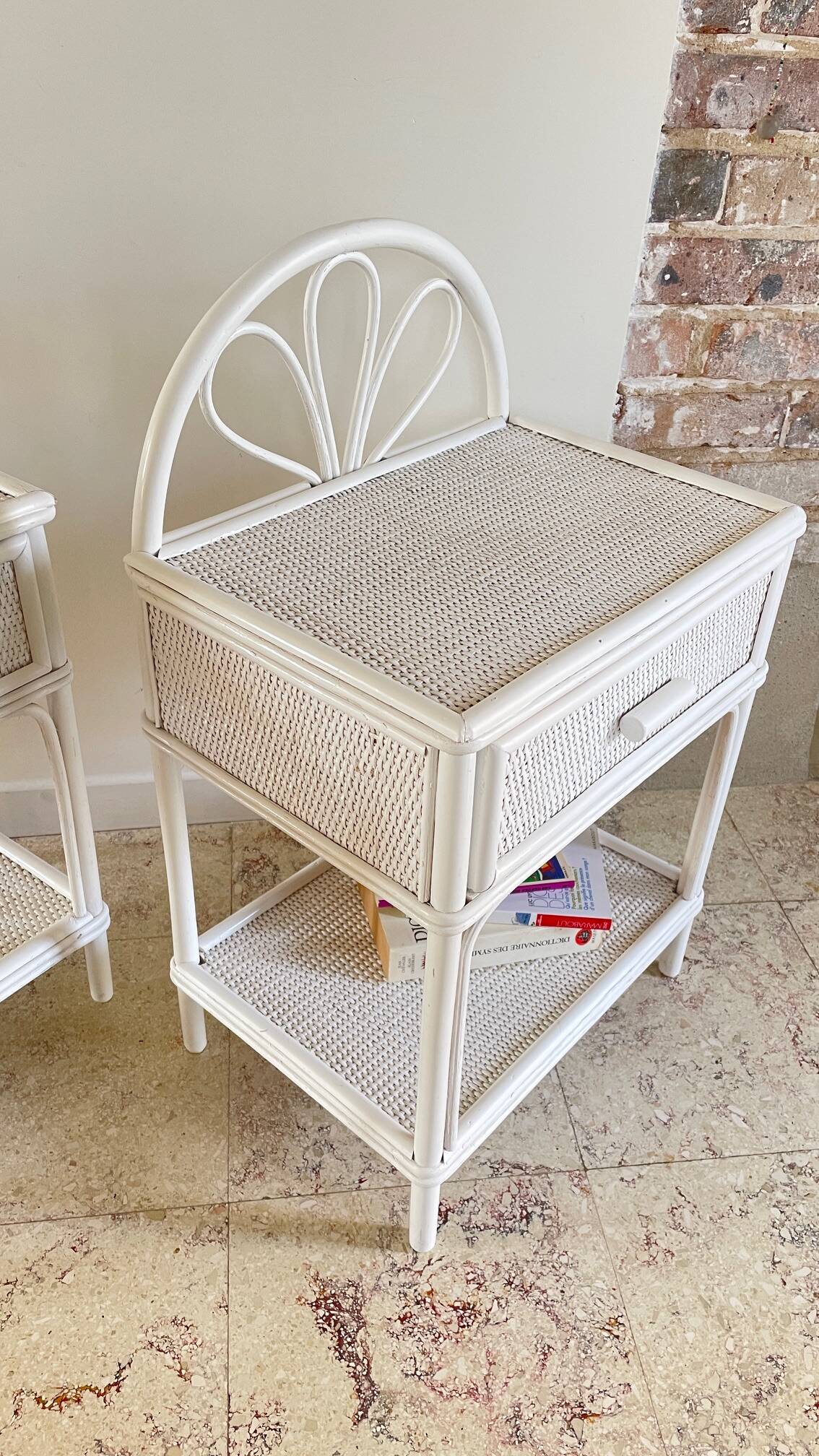 Pair of Vintage Rattan Bedside Tables